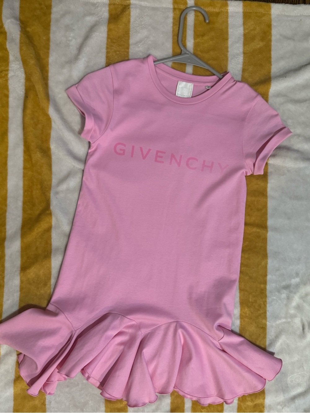 Givenchy Pink Girls Ruffle-Hem Logo Dress Size 8